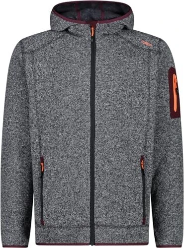 CMP Melange Knit Tech Hooded Heavy Fleece Jacke antracite/burgundy (Herren)