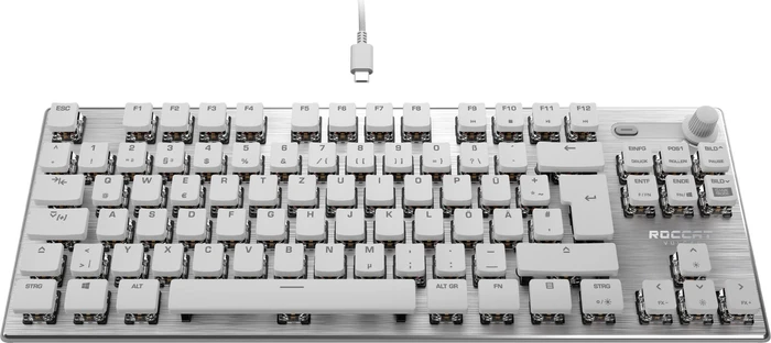 Roccat Vulcan TKL Pro, LEDs RGB, Arctic White, weiß/silber, Titan Optical Linear, USB, DE