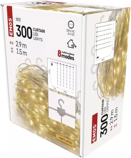 Emos Drop-Kette Lichtervorhang LED 300x warmweiß (D3EW03)