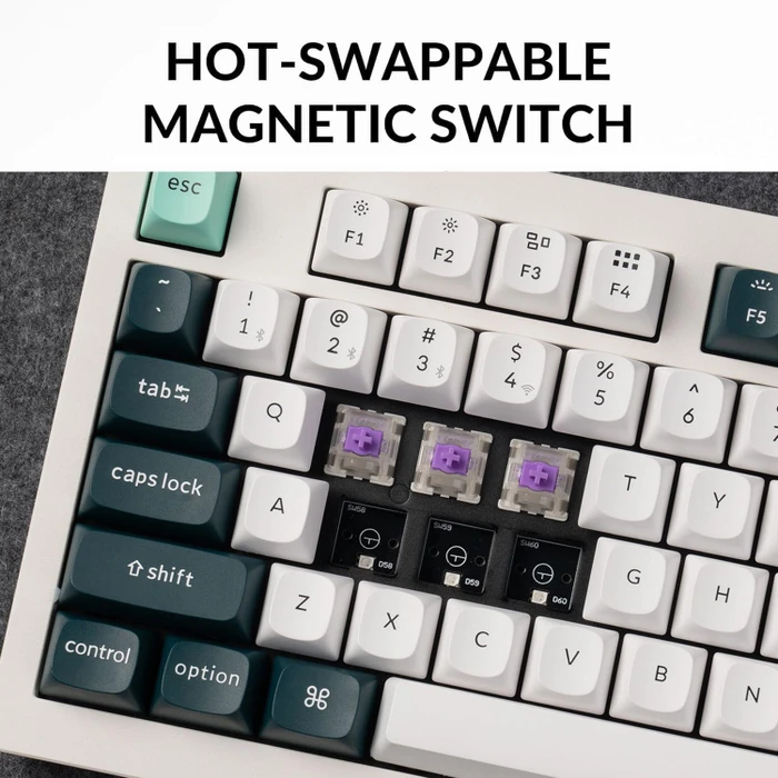 Keychron Q1 HE, Shell White, 100%, PBT, LEDs RGB, Gateron 2.0 Magnetic Nebula, USB/Bluetooth, US
