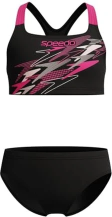 Speedo Medley Racerback mit Logo Bikini-Set schwarz/rosa (Junior)