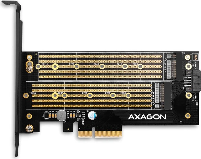 Axagon PCIe -> M.2 PCIe, SATA -> M.2 SATA, PCIe 3.0 x4