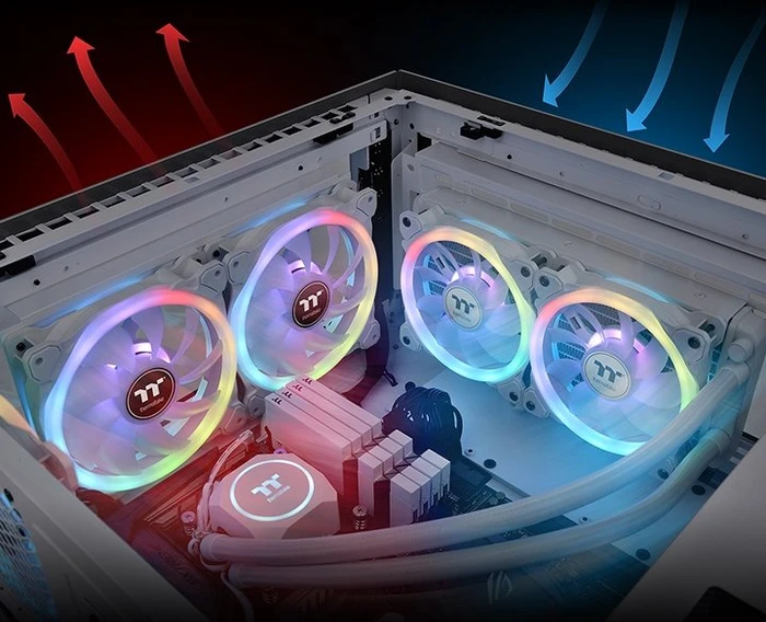 Thermaltake SWAFAN 14 RGB TT Premium Edition Snow White, weiß, LED-Steuerung, 140mm, 3er-Pack