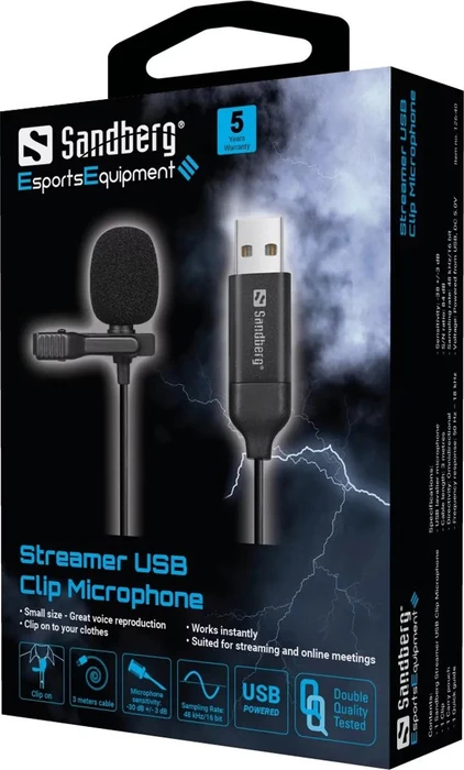 Sandberg Streamer USB Clip Microphone
