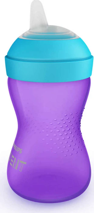 Philips Avent SCF802/02 My Grippy Trinkbecher mit hartem Trinkschnabel, 9+M, 300ml, violett/blau