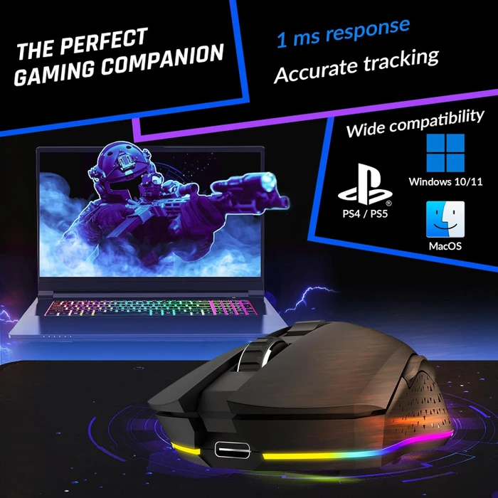 Klim Blaze Rechargeable Wireless Gaming Mouse schwarz, USB