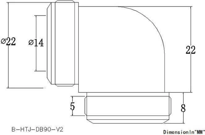 Bykski 90° 14mm Rigid Fitting, grau