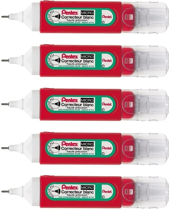 Pentel Fine Point Correction Pen 1.4mm Korrekturstift, 12ml, 5er-Pack (ZLC31-W-5)