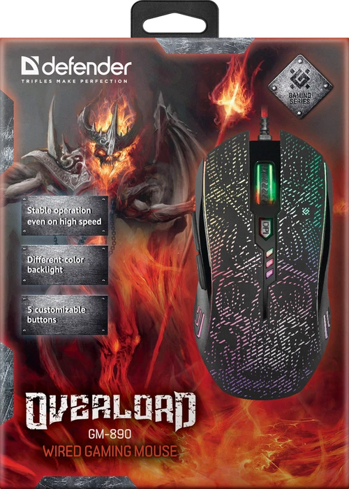 Defender OverLord GM-890 RGB Gaming Mouse schwarz, USB