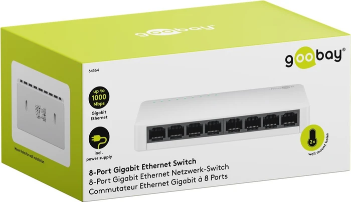 Wentronic goobay Desktop Gigabit Switch, 8x RJ-45