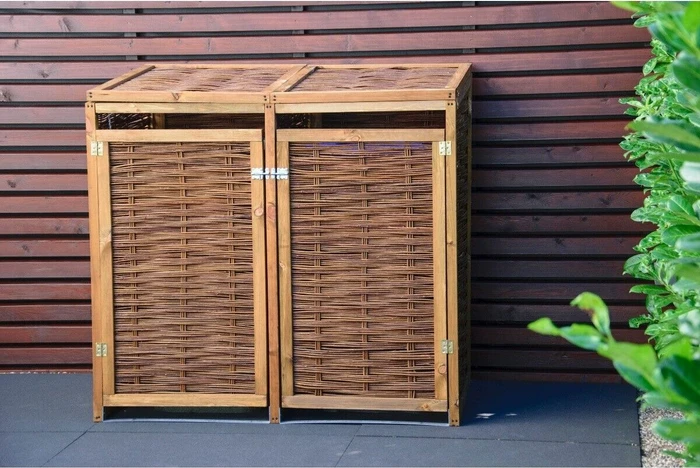 Dobar 95514 Mülltonnenbox 2x 240l weide braun