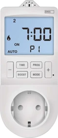 Emos P5660SH Steckdosenthermostat/Digitale Zeitschaltuhr, Typ F, IP30, weiß