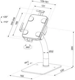 Neomounts Tischhalterung, Tablet-Stand 7.9-11", schwarz