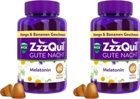 WICK ZzzQuil Gute Nacht mit Melatonin Gummies Banane & Mango, 120 Stück (2x 60 Stück)
