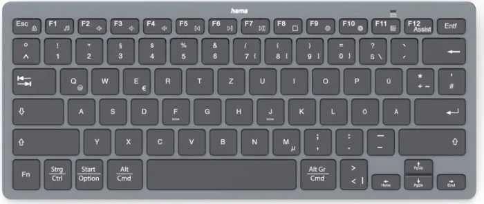 Hama Travel 400 Mini-Tastatur, dunkelgrau/schwarz, Bluetooth, DE
