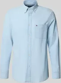 Tommy Hilfiger Regular Fit Chambray Brusttasche Hemd langarm light blue (Herren)