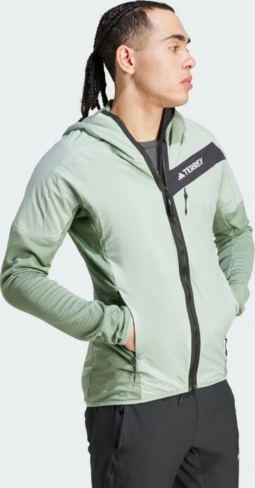 adidas Terrex Techrock Hooded Wind Fleece Jacke silver green (Herren)
