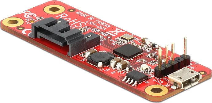 DeLOCK Konverter Raspberry Pi USB Micro-B Buchse, USB 2.0 auf SATA 6Gb/s Controller