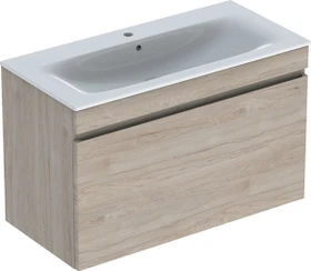 Geberit Renova Plan Set Möbelwaschtisch/Unterschrank 100cm, Nussbaum hickory hell/KeraTect