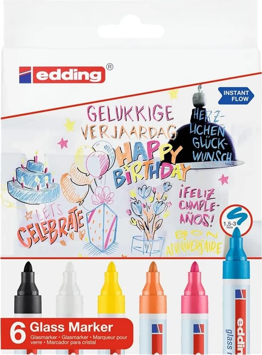 edding 95 Glasmarker sortiert, 6er-Set