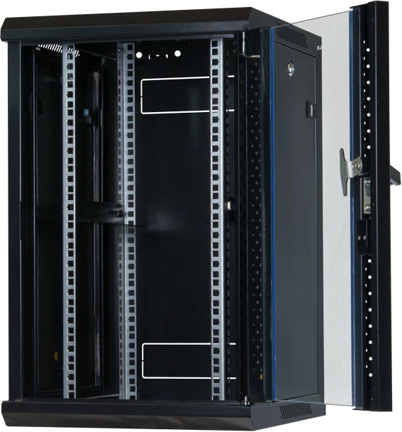 Rockstable 10" Wandschrank 12HE, Sicherheitsglastür, IP2X, schwarz, 450mm tief
