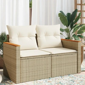vidaXL Gartensofa mit Kissen 124cm 2-Sitzer beige