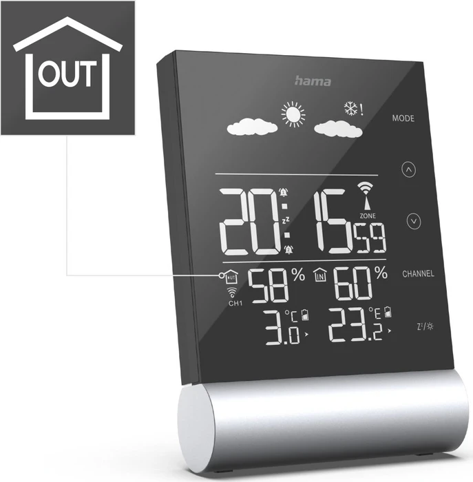 Hama Wetterstation Black Line schwarz, digital