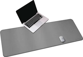 Cennbie Schreibtischunterlage Leder, Mauspad XXL, 1400x500mm, grau