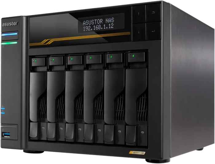 Asustor Lockerstor 6 Gen3 AS6806T 100TB, 16GB RAM ECC, 2x RJ-45 10GBase-T, 2x RJ-45 5GBase-T