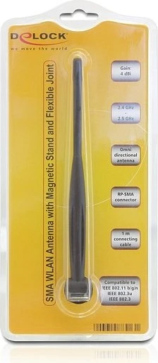 DeLOCK WLAN Antenne, 2.4GHz, 4dBi, RP-SMA (Buchse), omnidirektional