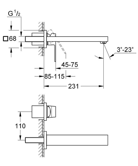 Grohe Eurocube 2-Loch-Waschbeckenarmatur chrom