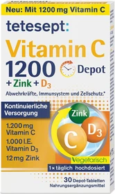 Tetesept Vitamin C 1.200mg + Zink+D3 Depot Filmtabletten, 30 Stück