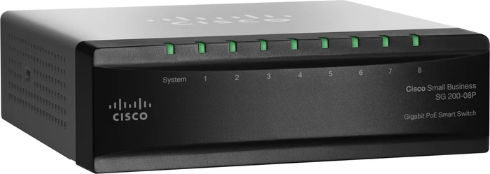 Cisco SG200 Desktop Gigabit Smart Switch, 8x RJ-45, 32W PoE