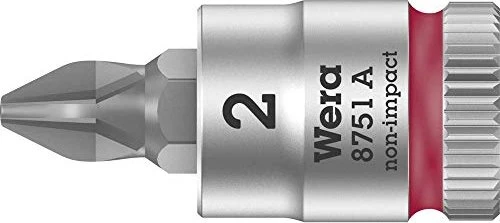 Wera 8751 A Zyklop Kreuzschlitz Steckschlüssel 1/4", PH2x28mm
