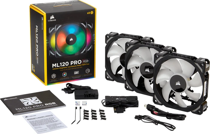 Corsair ML Series ML120 PRO RGB LED Premium Magnetic Levitation Fan, LED-Steuerung, 120mm, 3er-Pack