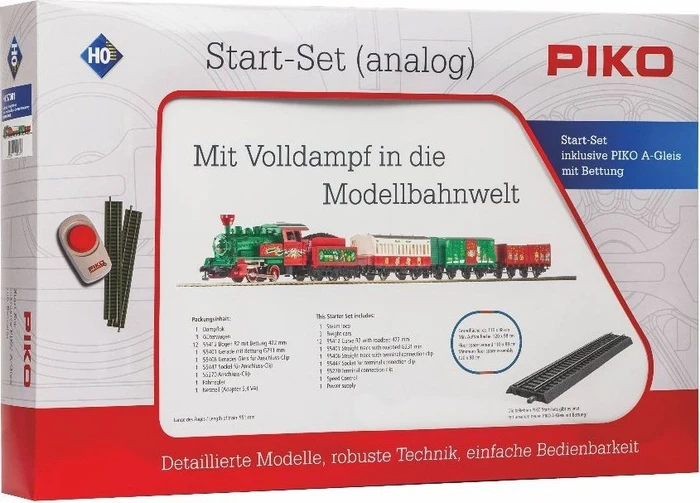 Piko - Spur H0 Start-Set - Start-Set mit Bettung Weihnachtszug Dampflok mit Tender