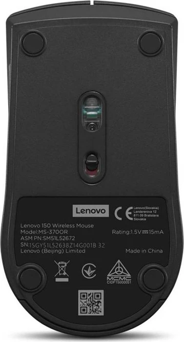 Lenovo 150 Wireless Mouse, schwarz, USB