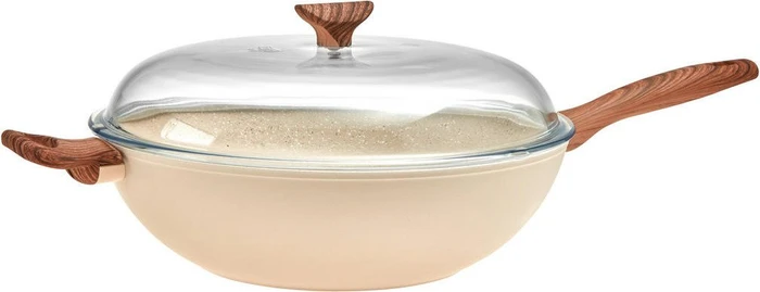 Sambonet Rock'n' Aluminium-Antihaft Spadella Wokpfanne mit Deckel 32cm 5.7l rose
