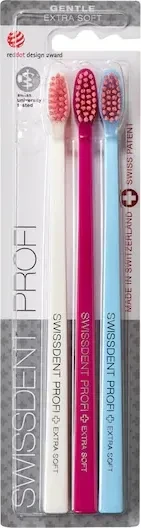 Swissdent Profi Gentle Trio-Pack extra-weich weiß/rosa/hellblau, 3 Stück