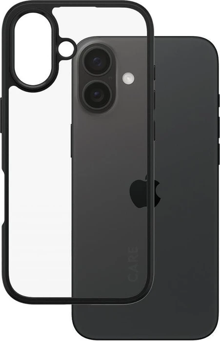PanzerGlass Care Flagship Case Urban Combat Black Frame für Apple iPhone 16 transparent