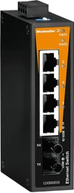 Weidmüller BL-Series Industrial Railmount Switch, 4x RJ-45, 1x ST-Duplex (IE-SW-BL05-4TX-1ST / 1240880000)