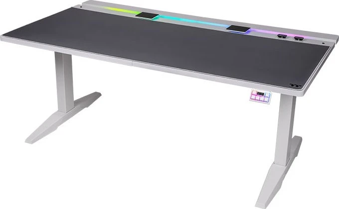Thermaltake G700 RGB Gaming Desk elektrisch höhenverstellbarer Sitz-Steh-Schreibtisch 160x89cm Snow/weiß