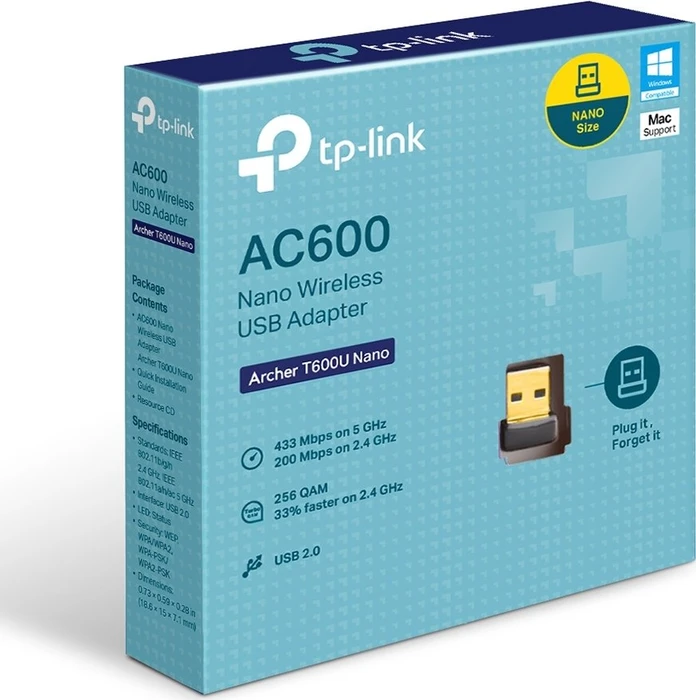 TP-Link AC600 Nano schwarz, 2.4GHz/5GHz WLAN, USB-A 2.0 [Stecker]