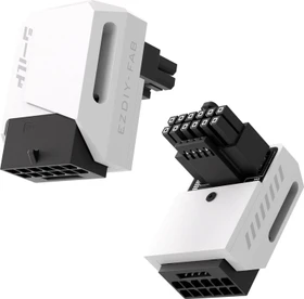 EZDIY-FAB 12V-2x6 Winkeladapter 90°, Variante STD, Sense-Pins an der Unterseite, weiß (DE2-Shirudu 12+4P STD GPU Adapter-90-W)