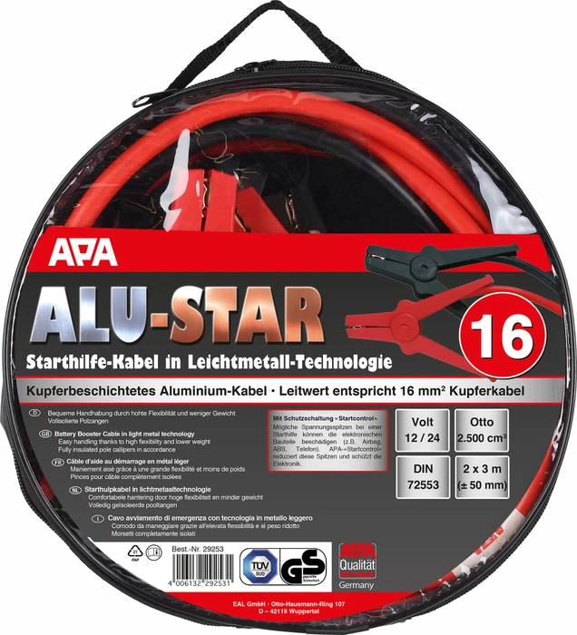 APA Starthilfekabel Alu-Star, CCA-Kabel mit Startcontrol 3m