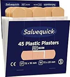 Cederroth Salvequick 45 Plastic REF 6036 Pflasterstrips Nachfüllpack 2 Größen, 270 Stück (6x 45 Stück)