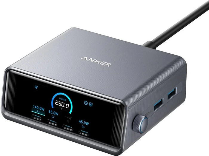 Anker Prime Ladegerät (250W, 6 Ports, GaNPrime) silber