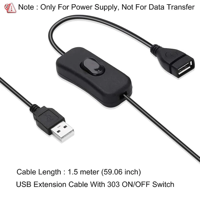 USB-A Adapterkabel mit Schalter, USB 2.0, 1.5m (verschiedene Markenbezeichnungen)