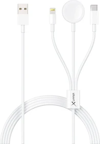 XLayer 3-in-1 Multifunktions-Kabel mit Lightning/Wireless/USB-C 1.5m weiß