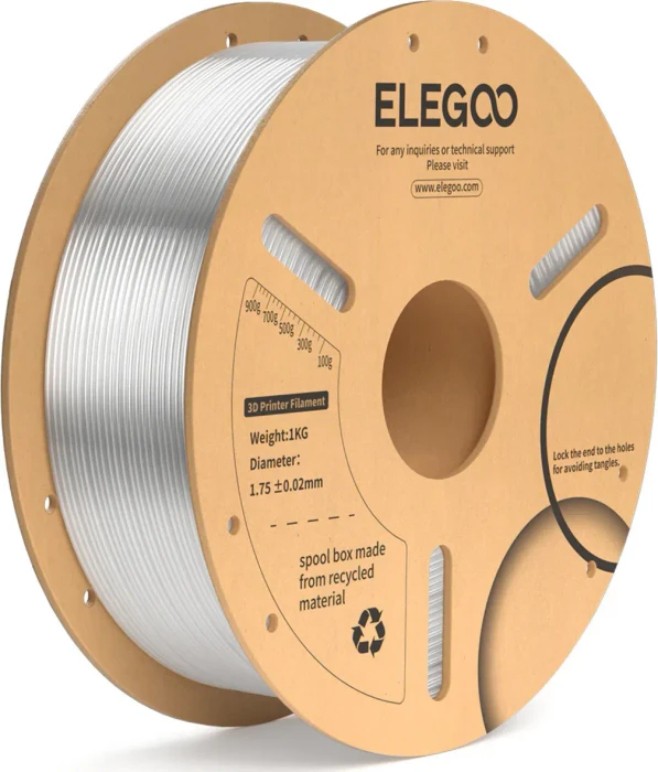 Elegoo PLA+, transparent, Spule, 1.75mm, 1.00kg